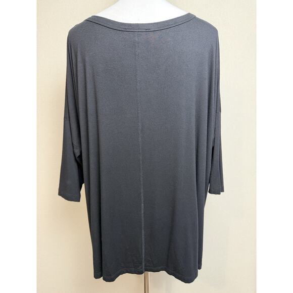 Karen Kane Women’s Pullover Top 3/4 Sleeves Black Faux Suede Inlay Sz 1X USA - Picture 5 of 11